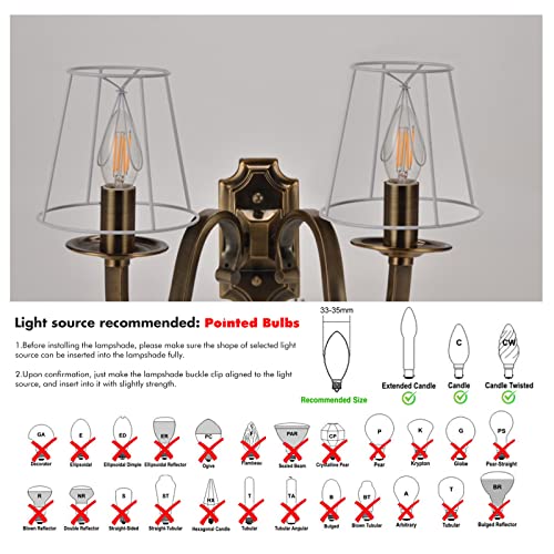 Fuloon Clip on Chandelier Lamp Shades, 3.3x4.3x4.7 in, Small Sconce Shades for Candelabra Bulbs, European/French Country/Modern Style(6 Pack, White Pleats) - color: White Pleats, size: 6 Pack