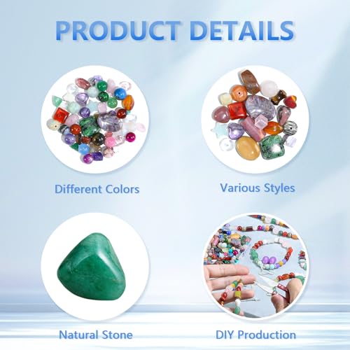 Assorted Natural Stone Beads for Jewelry Making - Mixed Bulk Semi Precious Gemstone Crystal Beads for Crafts Bracelets Earrings Necklace (0.25 Pounds)