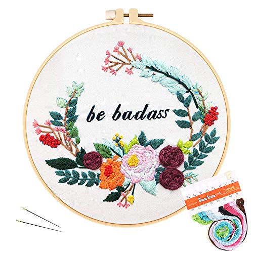 Louise Maelys Inspirational Flower Embroidery Kit for Beginners Handmade - color: Pattern 1
