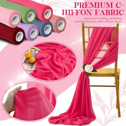 Horbaunal Hot Pink Chiffon Fabric by The Yard, 1 Yard Precut Sheer Fabric - color: Hot Pink, size: 1 Yard