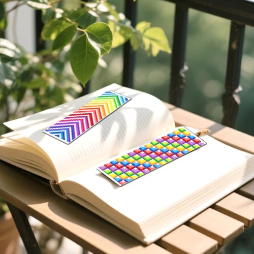 FREEBLOSS 6 Set Cross Stitch Bookmark Kits 11CT 8"x2.4" Colorful Gradient - style: Colorful Style
