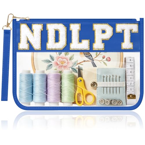 BuyCard Needlepoint Project Bag, NDLPT Clear Zipper Pouch Sewing Gifts Bag - color: Blue