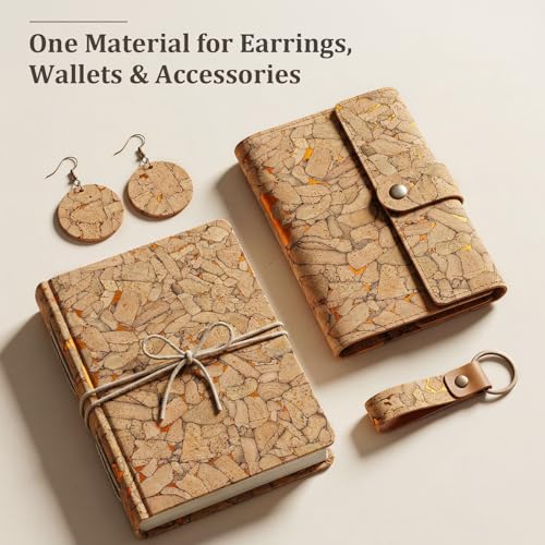 SorenCut Patterned Cork Fabric Roll 12.8 x 54 Inch – Stone Mosaic Gold Cork Leather Fabric with Flexible Backing for DIY Crafts, Earrings, Bags, Wallets & Handmade Accessories - color: Stone Mosaic Gold