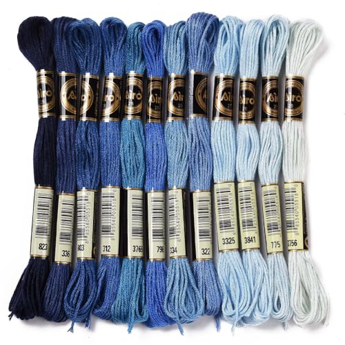 12 Skeins 105 Yards Blue Embroidery Thread for Jewelry Making - color: Blue