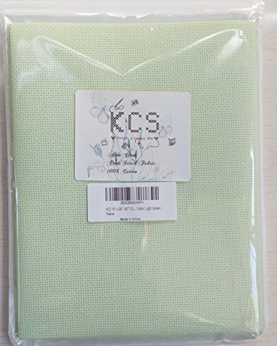 19" x 28" 14CT Counted Cotton Aida Cloth Cross Stitch Fabric (Light Green) - color: Light Green