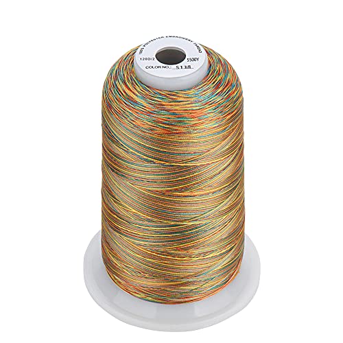 Simthread - 33 Selections - Various Assorted Color Packs of Polyester Embroidery Machine Thread Huge Spool 5500Y for All Sewing Embroidery Machines - 3 Variegated Colors 1 - color: 3 Variegated Colors 1