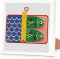 Canned Fish Stamped Cross Stitch Kits for Adults Beginners with Frame - color: Sardine