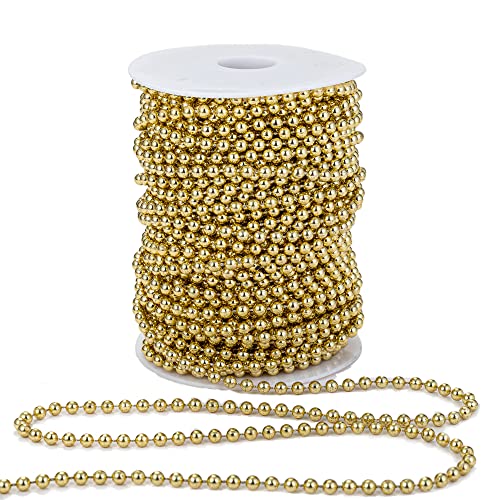 5mm Crafts Faux Pearl Beads Garland Pearl Bead Roll Strand of Pearls to Decorate Floral Centerpieces Wedding Party Favor Christmas Tree(99Feet Gold) - color: Gold, size: 5 mm