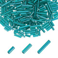 MECCANIXITY 2000pcs Glass Bugle Beads 4/6/9mm Long Tube Cylinder Beads - color: Mirror Blue
