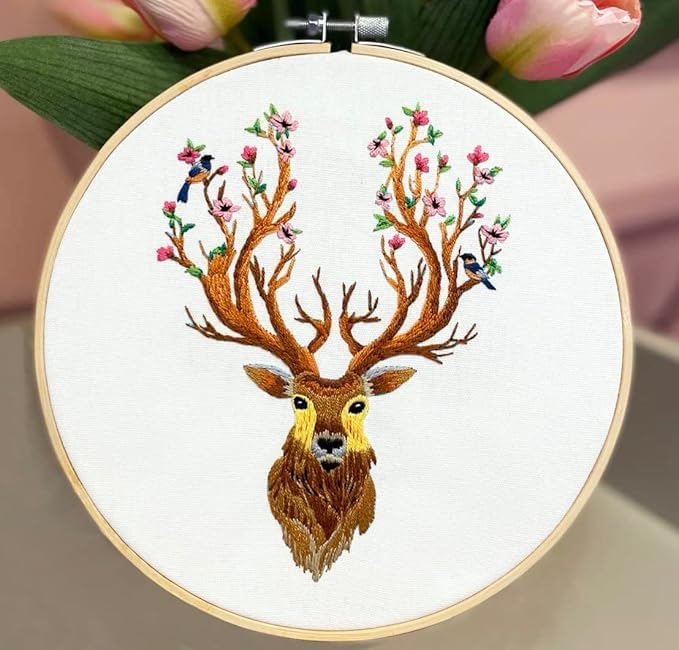 3Pcs 8 Inch Bamboo Embroidery Hoops with Sewing Scissors, Seam Ripper,Needle Threader, Round Cross Stitch Hoops with Adjustable Screw, Lightweight & Durable Craft Hoops. (Yellow) - color: Yellow