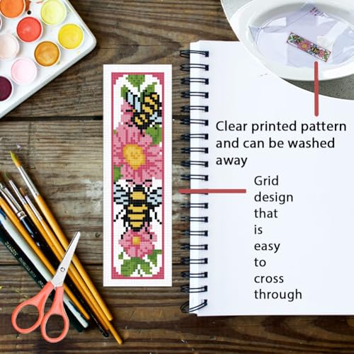 ORIGACH 6 Set Bees Cross Stitch Bookmark Kit for Beginner - style: Bees