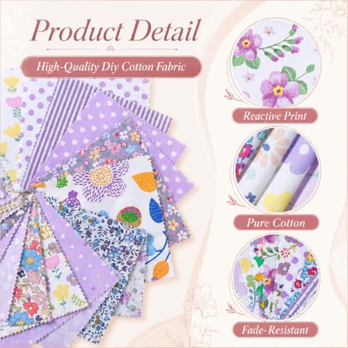 100 Pcs Purple Charm Pack Fabric for Quilting 5 Inch - color: Purple, size: 5″