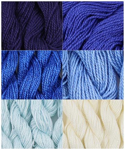 KCS 162 Yards(150 Meters) Mercerized Pearl Cotton Crochet Needlepoint Thread,Size 5,6 skeins,Mixed Color 09 - color: 6color09, size: 6 skeins