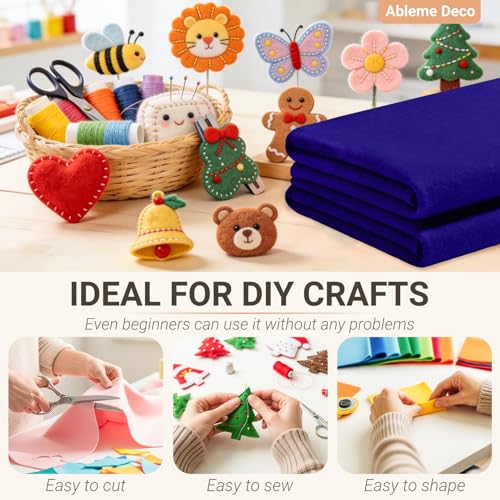 Felt Fabric Sheets 18" x 18" (2 Pack) 1.6mm Soft Craft Felt, Royal Blue - color: Royal Blue