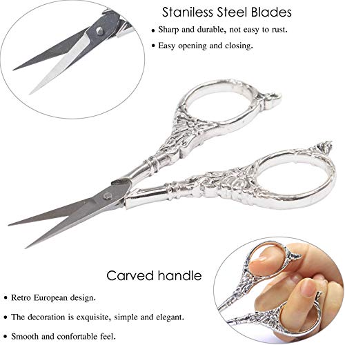 BIHRTC 4.5 Inch Stainless Steel Silver Sewing Shears Embroidery Scissors - color: Silver, size: 4.5 inch