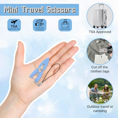 15 Pcs Mini Travel Scissors with Cover, 2.17" Tiny Compact Keychain Scissors TSA Approved for Travel,Stainless Steel Blade Micro Portable Scissor Snip with Safety Cap for Yarn Sewing Craft