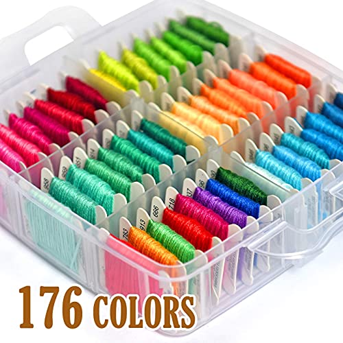 176 PCS Embroidery Floss Set, Complete Set of Tools kit, 4-Tier Organizer Storage Box - size: 4-Tier box
