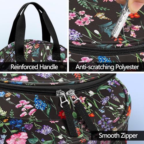 FINPAC Embroidery Project Bag, Embroidery Kits Storage Carrying Tote Bag - color: Black Floral