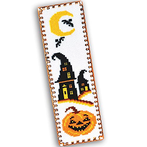Povitrulya Halloween Pumpkin Jack-o'-Lantern Cross Stitch Kit - DIY Hand Embroidery Bookmark - color: Halloween Pumpkin