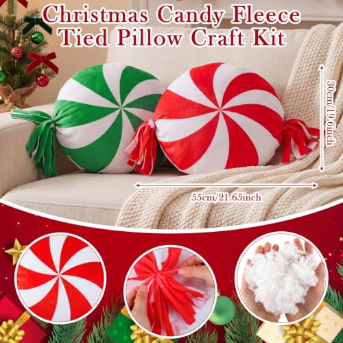 Weysat 6 Sets Christmas Candy Tied Pillow Craft Kit Peppermint Red Green - style: Christmas Candy