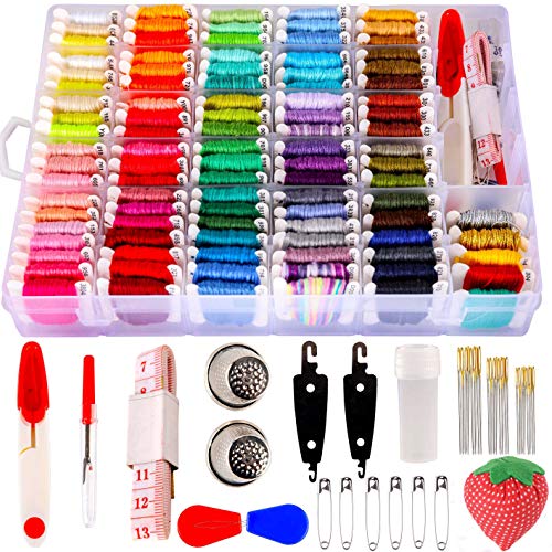 YITOHOP 200pcs+ Embroidery Floss kit, Friendship Bracelet String Kit with Organizer Box-Included 100pcs Friendship Bracelet Floss Thread,Cross Stitch Kits Xmas Gifts