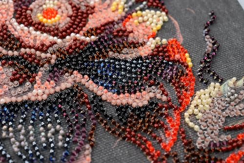 Wizardi Bead Embroidery kit - Flower of the Night. Colorful Beads, Beading Needles. DIY Kit. Embroidery for Beginners. Home Decor. AMB-100 Abris Art - color: Flower of the night