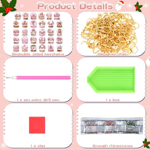 WILLBOND 30 Pcs Christmas Diamond Art Kits for Adults, Pink Crystal Ball - color: Pink Crystal Ball