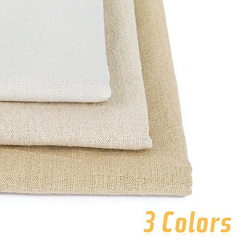 Caydo 3 Pieces Large Size Linen Needlework Fabric for Garment Craft, Flower Pot Decoration and Tablecloth, 62 by 19 Inch