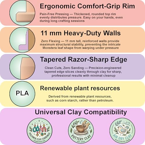 Large Autumn Halloween Clay Cutters for Polymer Clay – Pumpkin Ghost & Maple Leaf Trinket Dish Clay Cutter Set with Embossed Details | Autumn Magic - color: AUTUMN MAGIC