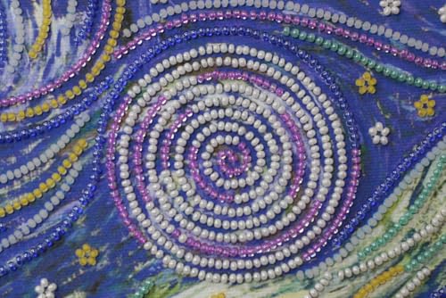 Wizardi Bead Embroidery Kit - Starlight Night. Colorful Beads, Beading Needles. DIY Kit. Embroidery for Beginners. Home Decor. AB-397 Abris Art - color: Starlight night