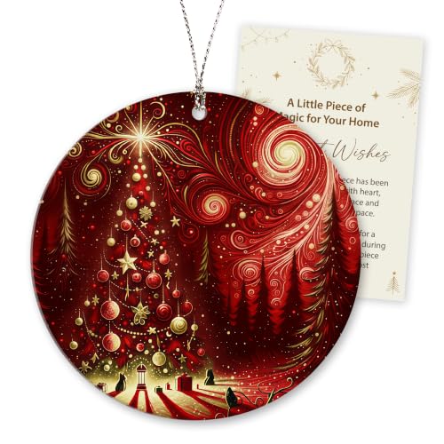 Christmas Ornament 2026, Northern Lights Ornament, Starry Night Gifts - color: Xmas Tree Red