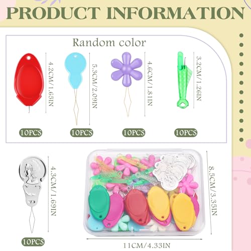 KAQRHFT 50 PCS Needle Threaders Kit, Needle Threader Tool for Hand Sewing - size: M-1
