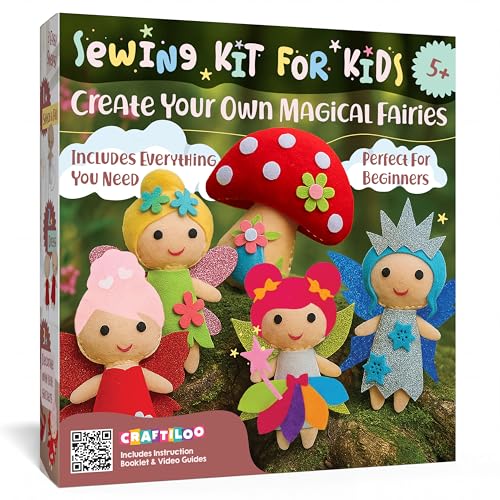 Fairy Sewing Kit for Kids Ages 5-12 - Beginner Kit, 5 Pre-Cut Felt Dolls - color: multicolor