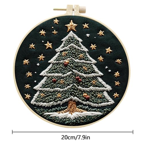 Huacan Embroidery Kit for Beginners Adults, Easy Needlepoint Kits for Adults with Stamped Embroidery Patterns. (Christmas Tree) - style: Christmas Tree