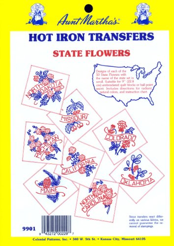 Aunt Martha's State Flowers Iron On Transfer Pattern Collection, All 50 States