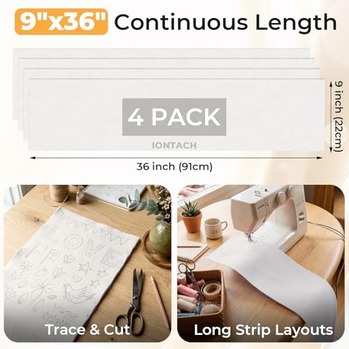 IONTACH 9" X 36" Soft Felt Sheets 1.6mm Thick (4 Packs, Ivory) - color: Ivory