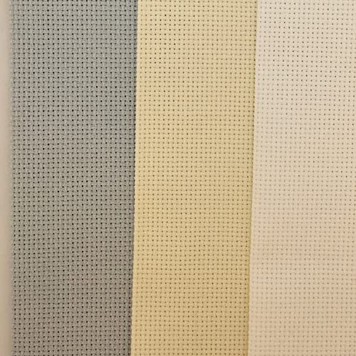KCS 3 pc of 12" x 18" 16CT Counted Cross Stitch Cotton Aida Cloth Fabric (White+Cream+Sea Foam) - color: White+cream+sea Foam