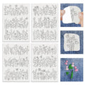 INFUNLY 12pcs Wildflower Water Soluble Embroidery Stabilizer 4 Sheets Self Adhesive Washable Stabilizer with Pre-Printed Spring Plant Hand Sewing Stabilizer for Embroidery Stick Stitch Transfer Paper