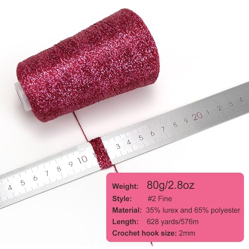 Metallic Crochet Thread, 80g Lurex Yarn for Charms(Violet) - color: Violet