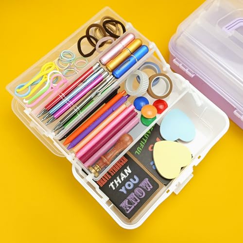 10Inch Tackle Box Organizer and Storage,Three-Layer Sewing Box With 2 Trays - color: White