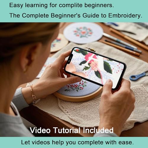 Harimau Letter A Pattern Embroidery Kit for Adult Beginners, Complete Starter Pack with 1 Hoop, Needles, Instruction Guide & Embroidery Stitch Video Tutorials - color: White A