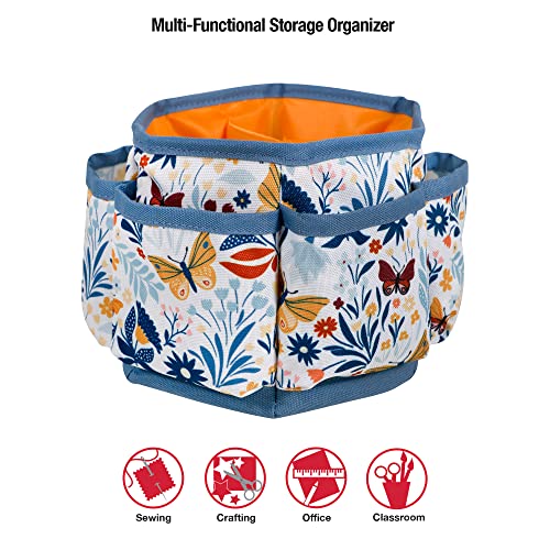 SINGER 360 Rotating Sewing Organizer Caddy, Butterfly Floral Desk Storage