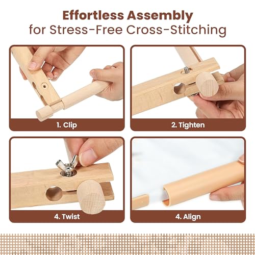 Easy Assembly Cross Stitch Frame - Tool Free Embroidery Frame (18" x 11.1") Needlework Supplies for Embroidery - Scroll Frames for Cross Stitching - Professional Grade Wood Needlepoint Frame
