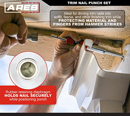 ARES 10117 2-Piece Trim Nail Punch Set 6-Inch and 7.5-Inch Punches Drive Nails Up to 1-1/4-Inch (31.2mm) - size: 2pc Trim Nail Punch Set