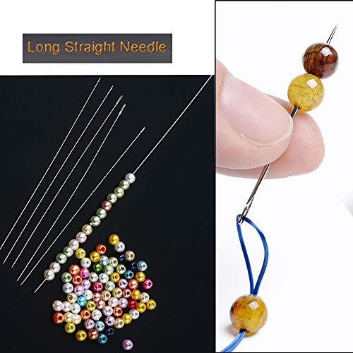 Y-Axis 26 Pcs Assorted Beading Needles Including 6 Pcs Big Eye Beading Needles + 20 Pcs Long Straight Beading Thread Needles with Needle Bottle - style: Silvery needle eyes-26Pcs