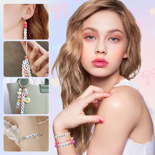 Amaney 1600pcs Acrylic Alpabet Letter Beads,31 Styles,Heart,Number,Star and Smiley Beads,4x7mm for Jewelry Making Bracelets Necklaces Key Chains (Pack of 2) - color: White&Heart, size: 7x4mm (Pack of 2)