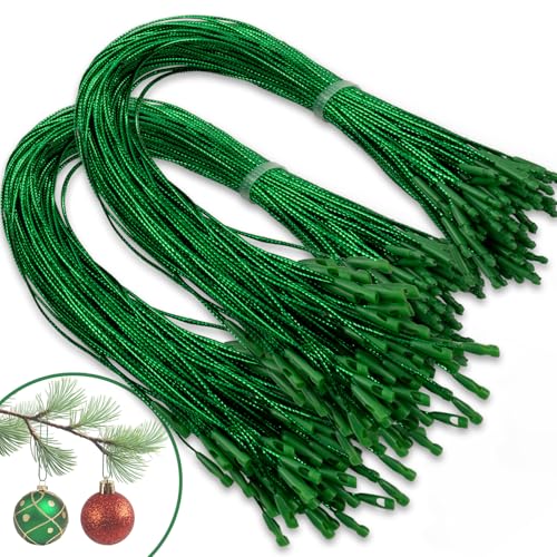 Christmas Tree Ornament String Hanger Precut Ribbon Hook with Snap Fastener - color: Green, size: 200pcs
