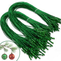 Christmas Tree Ornament String Hanger Precut Ribbon Hook with Snap Fastener - color: Green, size: 200pcs
