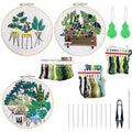 Allazone 3 Sets Embroidery Kit for Beginners, Stitch Practice Kits for Craft Lover Hand Stitch with Embroidery Fabric with Stamped Pattern, Starter Stitch Kits Suitable for Adults (Plate Planting) - color: Plate planting