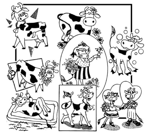 Happy Hoofers (Cartoon Cows) Aunt Martha's Hot Iron Embroidery Transfer